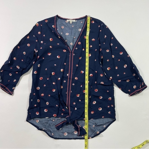 Max Studio Tie Front Blouse Blue Polka Dot - Picture 6 of 7